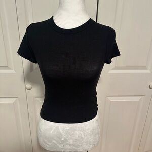 American Eagle Outfitters Black Fitted Short Sleeve T-Shirt